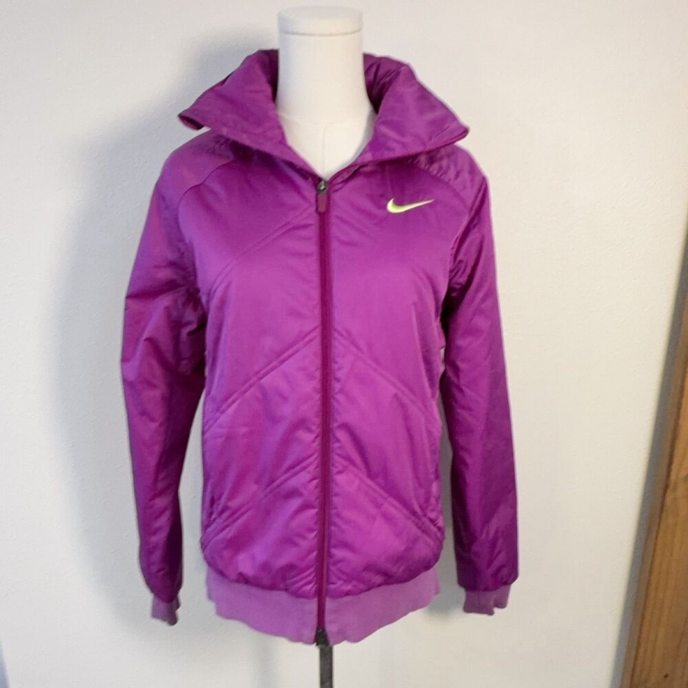 Nike Women's Small Purple Lightweight Insulated Full Zip Jacket Hidden Hood